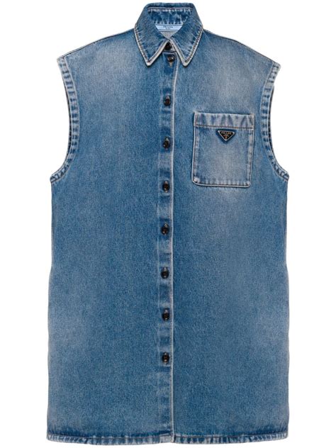 prada sleeveless denim shirt